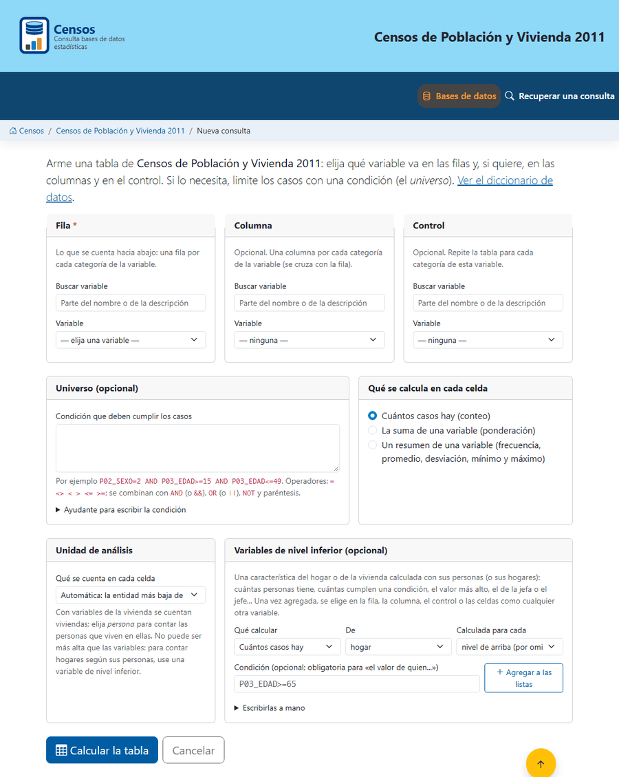 El formulario de la consulta.